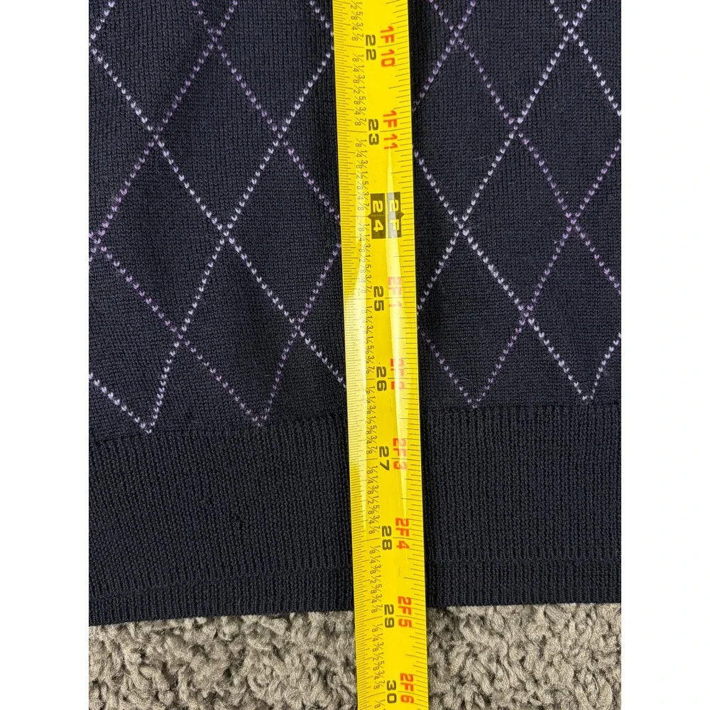 Brooks Brothers Mens XL Merino Wool Argyle Sweater Vest Navy Blue V-Neck